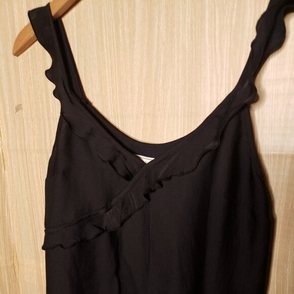 Abercrombie & Fitch Womens Black Silky Ruffle Strap Sleeveless Blouse Small - Picture 3 of 4
